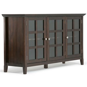Maklaine 3 Doors Transitional Solid Wood Cabinet in Brunette Brown