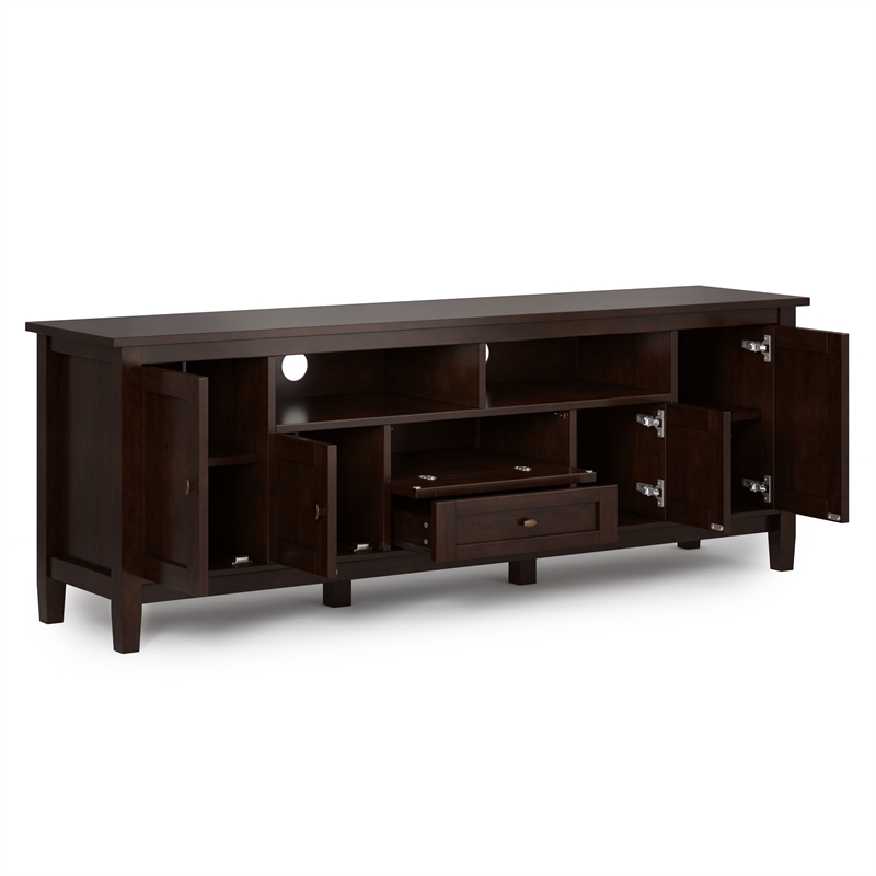 Maklaine Solid Wood Russet Brown TV Media Stand Rectangular 72