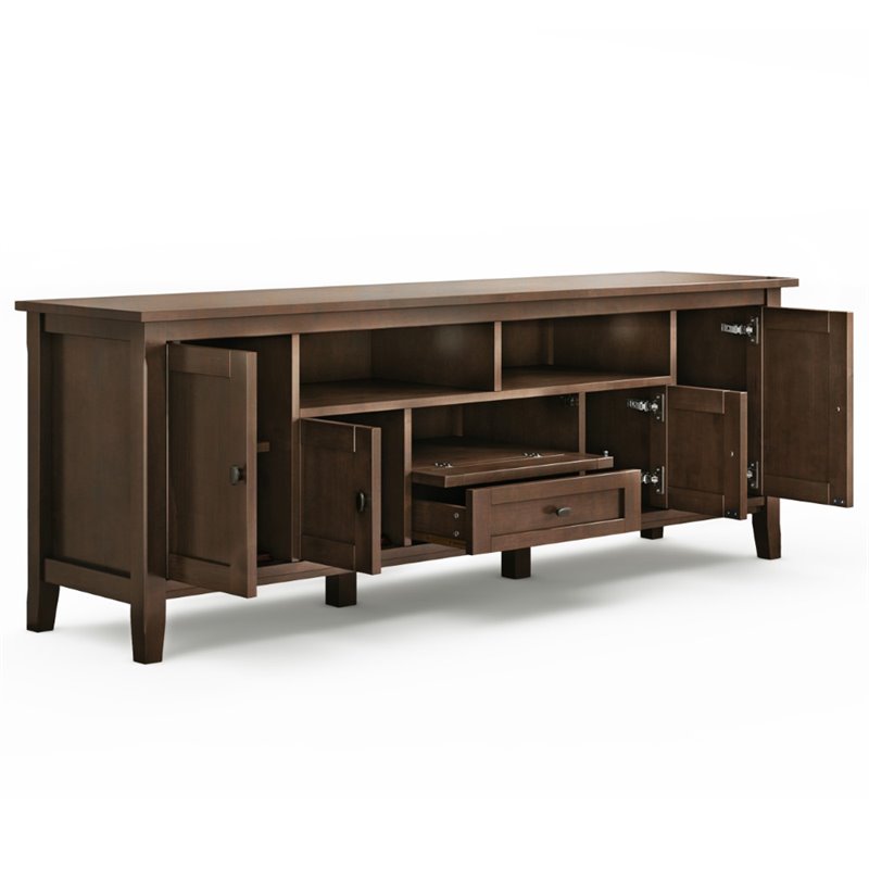 Maklaine Solid Wood Russet Brown TV Media Stand Rectangular 72