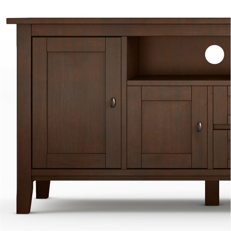 Maklaine Solid Wood Russet Brown TV Media Stand Rectangular 72