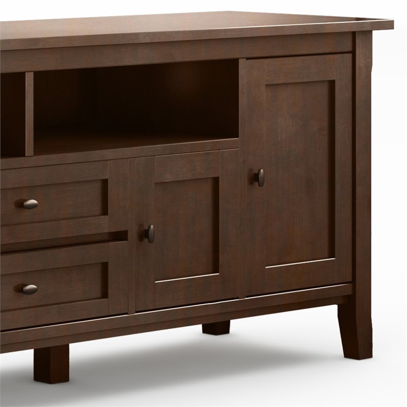 Maklaine Solid Wood Russet Brown TV Media Stand Rectangular 72