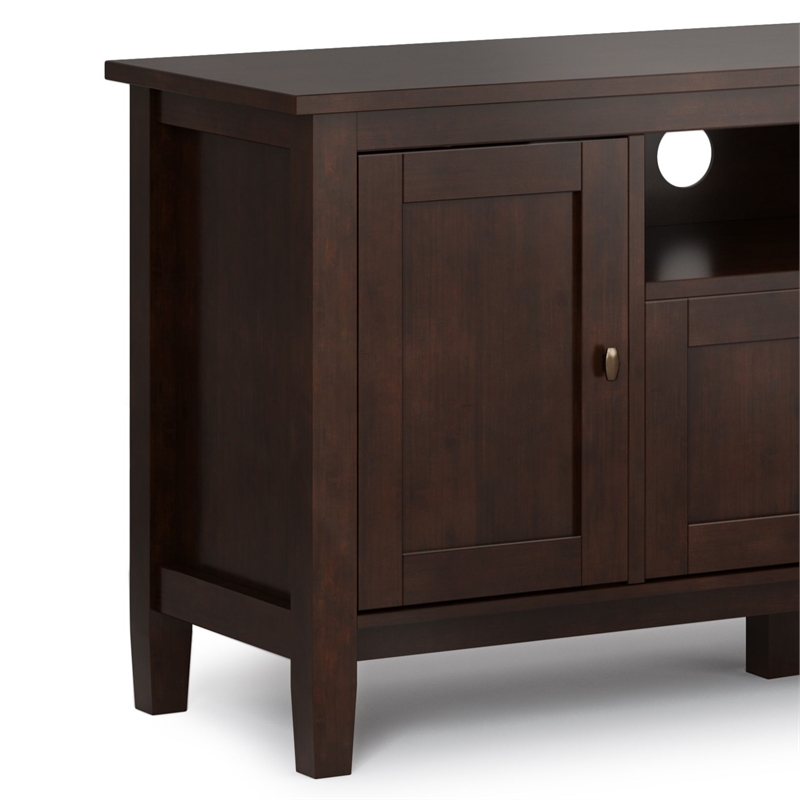 Maklaine Solid Wood Russet Brown TV Media Stand Rectangular 72