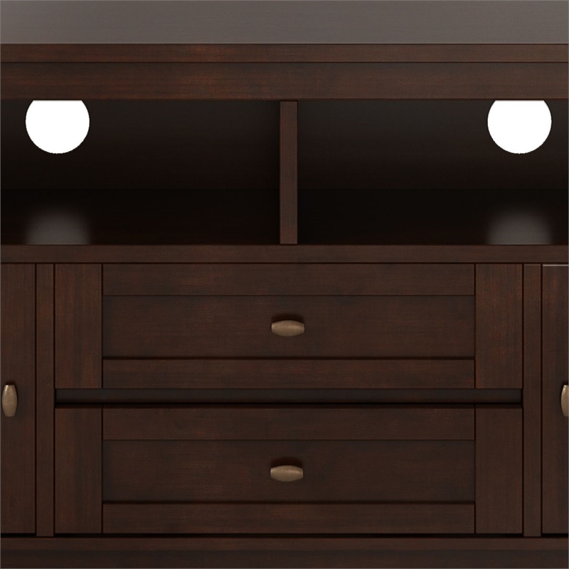 Maklaine Solid Wood Russet Brown TV Media Stand Rectangular 72