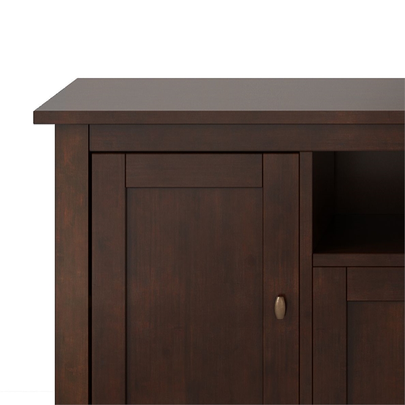 Maklaine Solid Wood Russet Brown TV Media Stand Rectangular 72