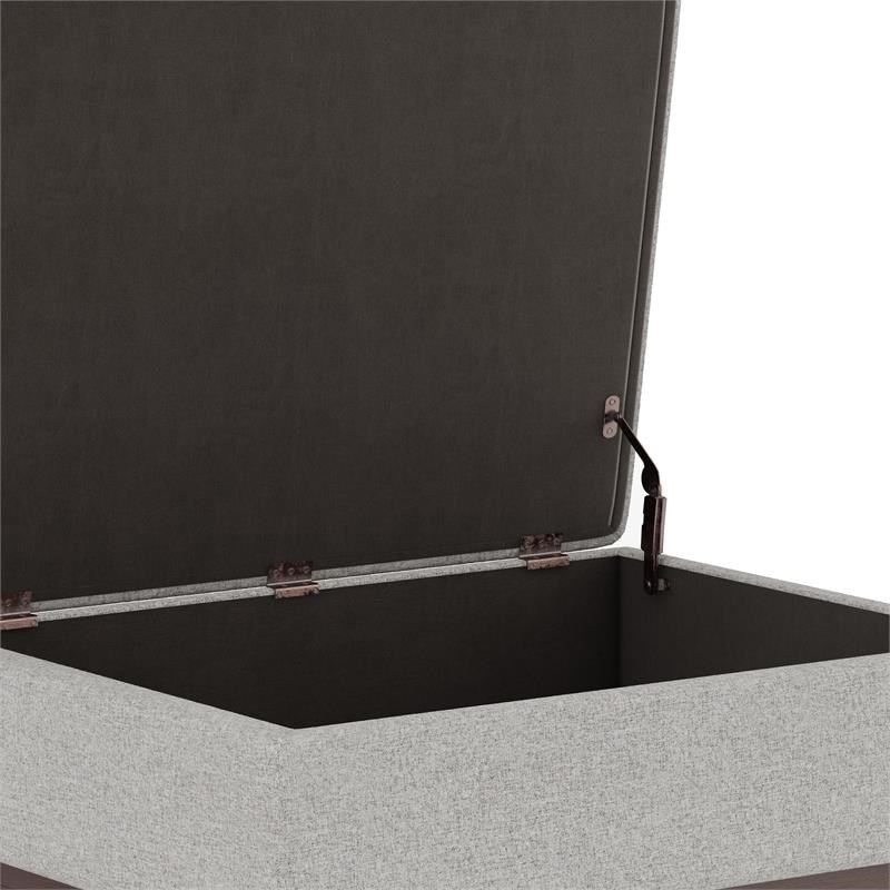 Maklaine Rectangle Coffee Table Storage Ottoman in Cloud Gray Polyester Fabric
