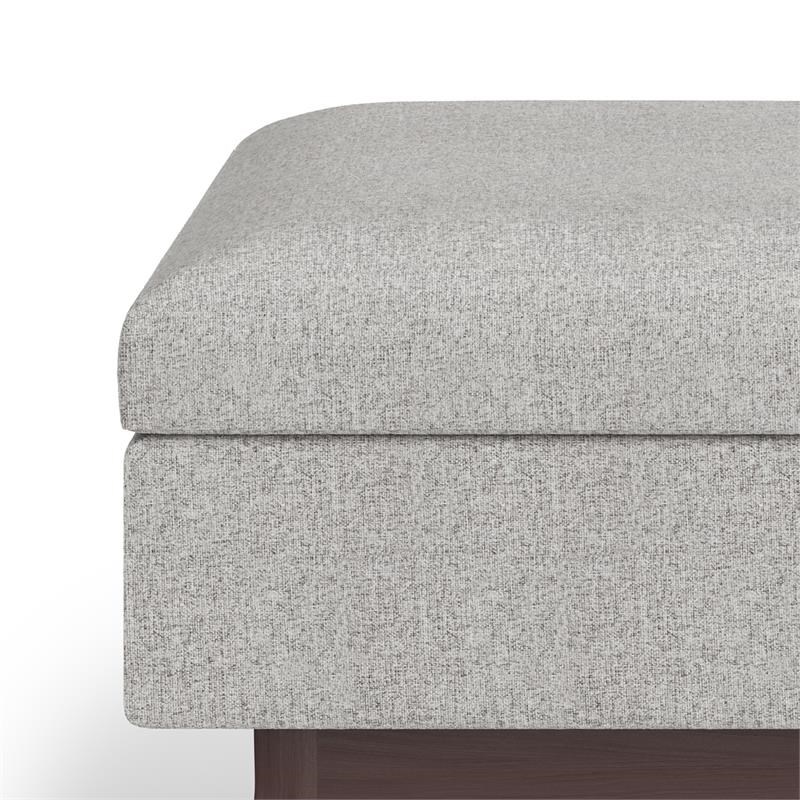 Maklaine Rectangle Coffee Table Storage Ottoman in Cloud Gray Polyester Fabric