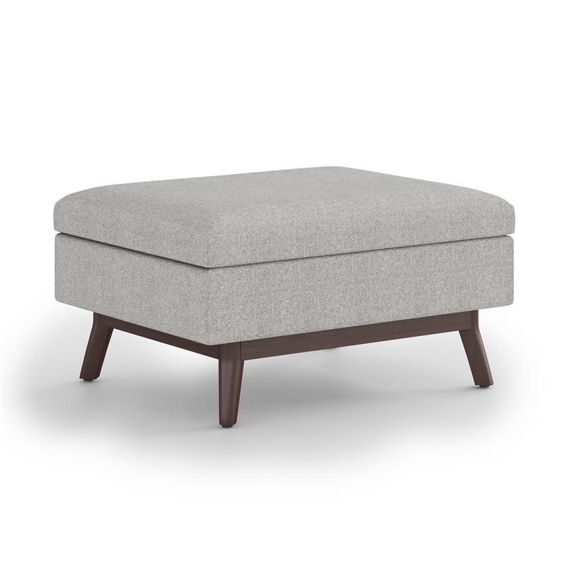 Maklaine Rectangle Coffee Table Storage Ottoman in Cloud Gray Polyester Fabric