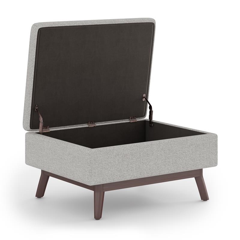 Maklaine Rectangle Coffee Table Storage Ottoman in Cloud Gray Polyester Fabric