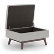 Maklaine Rectangle Coffee Table Storage Ottoman in Cloud Gray Polyester Fabric