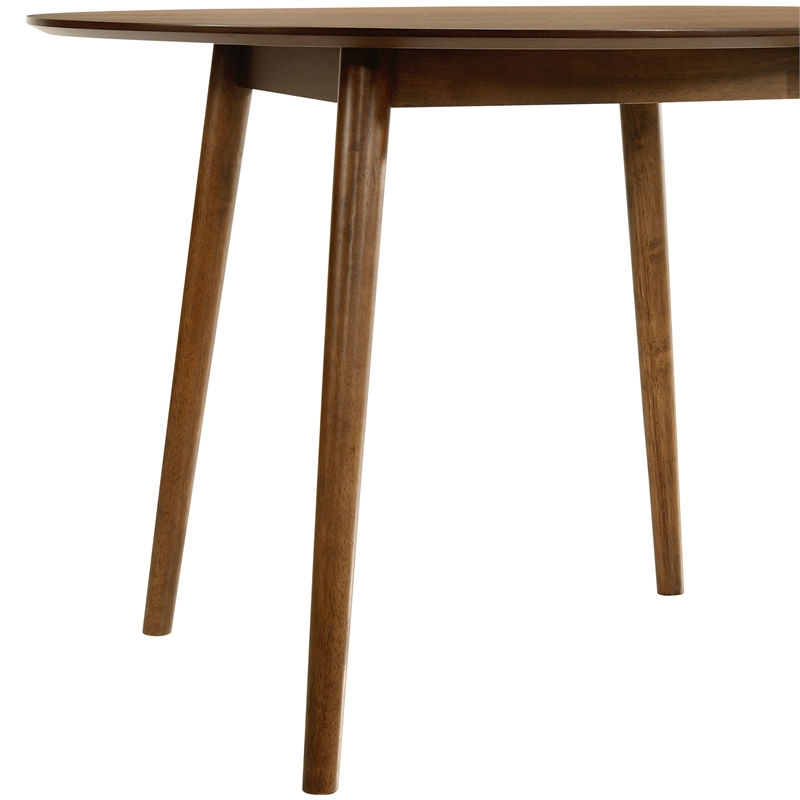 Maklaine Round Scandinavian Design Contemporary Wood Dining Table in Walnut