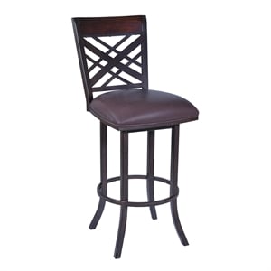 Maklaine 30&quot Barstool in Auburn Bay finish with Brown Pu upholstery