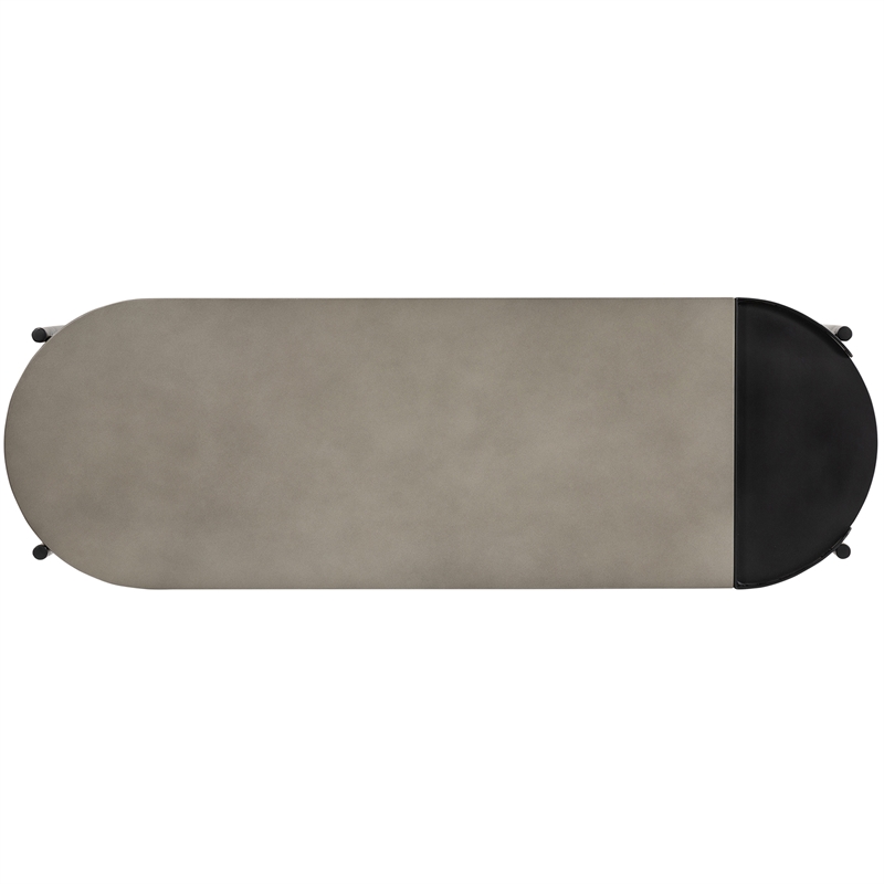 Maklaine Modern Metal/Concrete Stone Console Table in Gray/Black