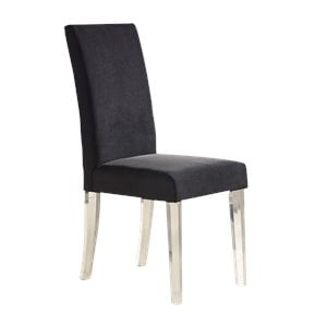 Maklaine Velvet Upholstered Dining Chair in Black (Set of 2)