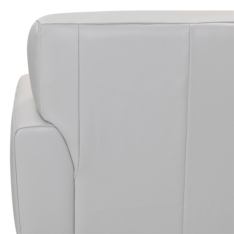 Maklaine Modern Genuine Leather/Wood Chair in Dove Gray/Brown