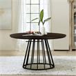 Maklaine Round Contemporary Oak Veneer Wood/Metal Dining Table in Oak