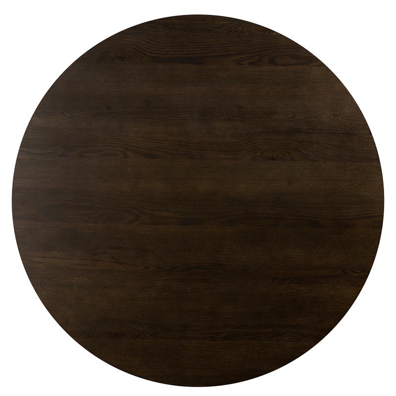 Maklaine Round Contemporary Oak Veneer Wood/Metal Dining Table in Oak