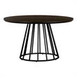 Maklaine Round Contemporary Oak Veneer Wood/Metal Dining Table in Oak