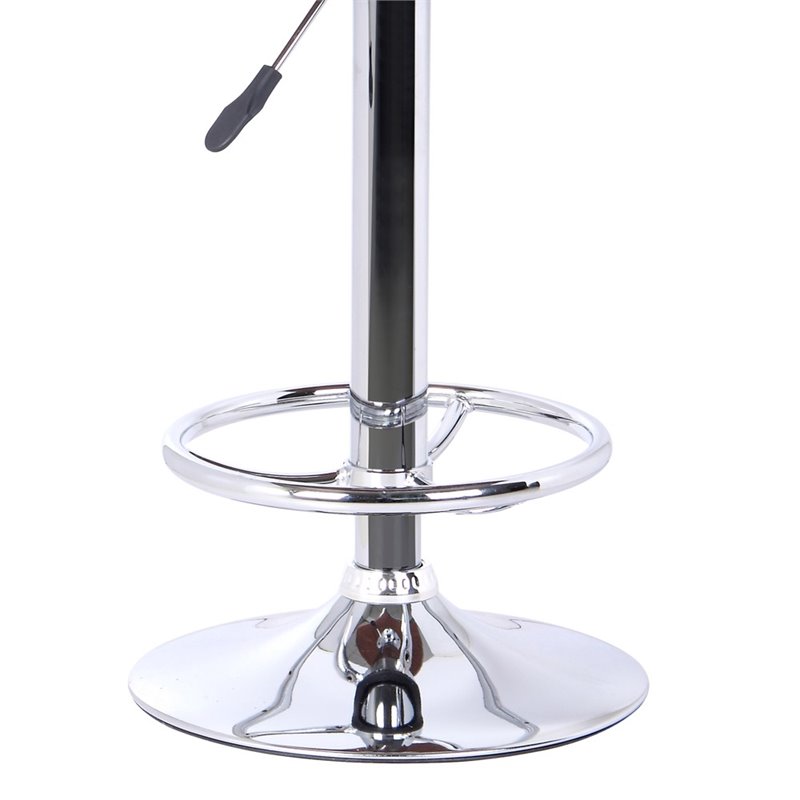 Maklaine Modern Adjustable Faux Leather Bar Stool in Black Finish