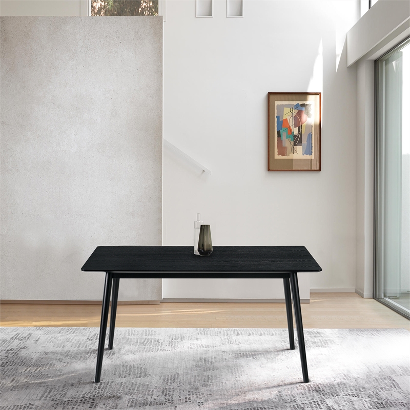 Maklaine Rectangular Contemporary Wood Dining Table in Black