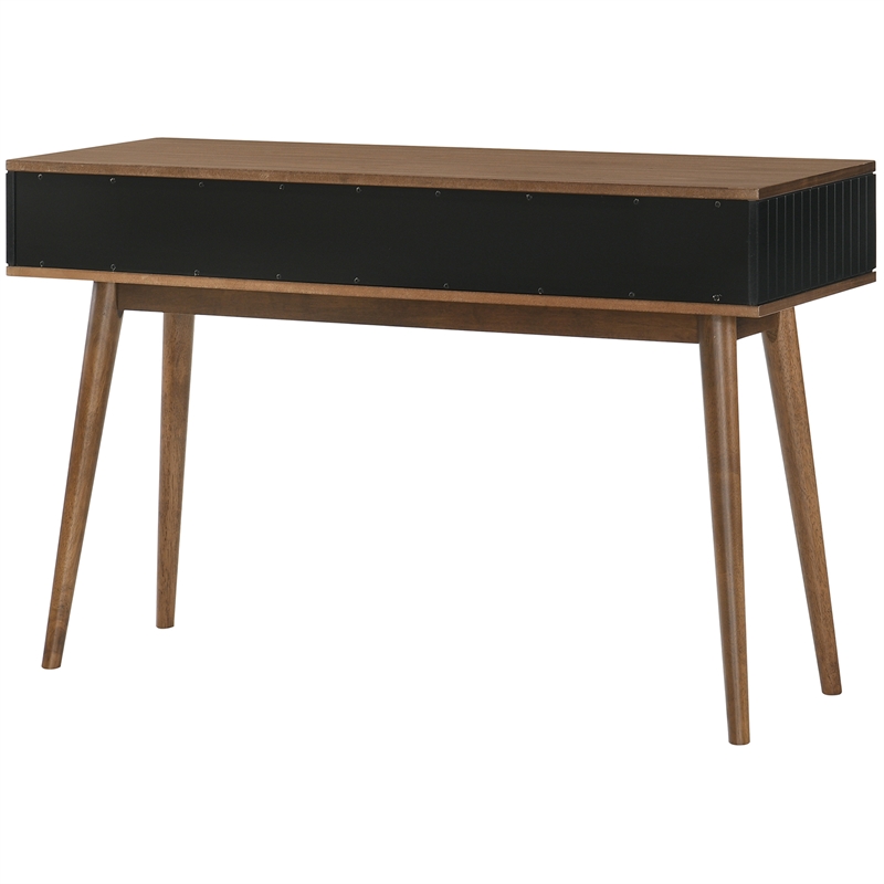 Maklaine Modern Wood ad Veneer Console Table in Black/Walnut
