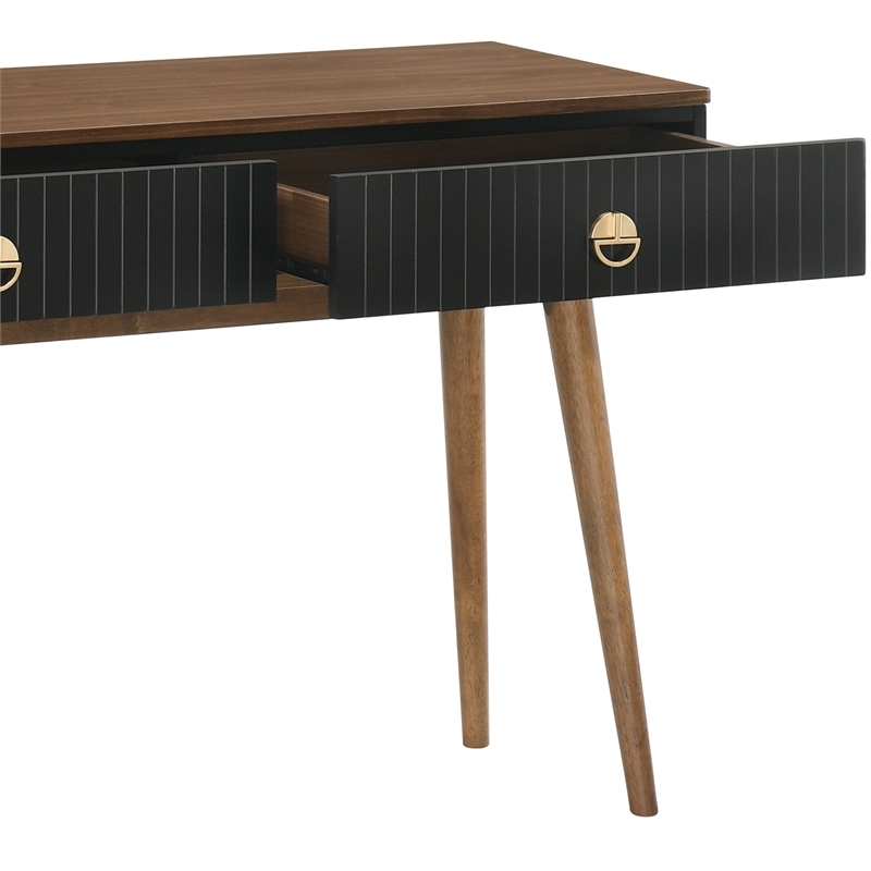 Maklaine Modern Wood ad Veneer Console Table in Black/Walnut