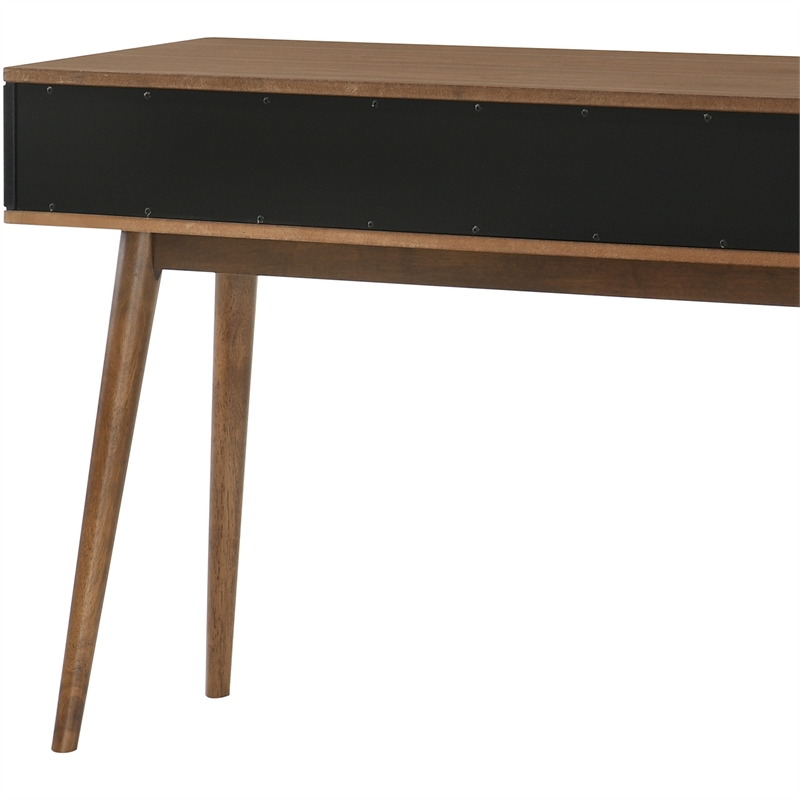 Maklaine Modern Wood ad Veneer Console Table in Black/Walnut