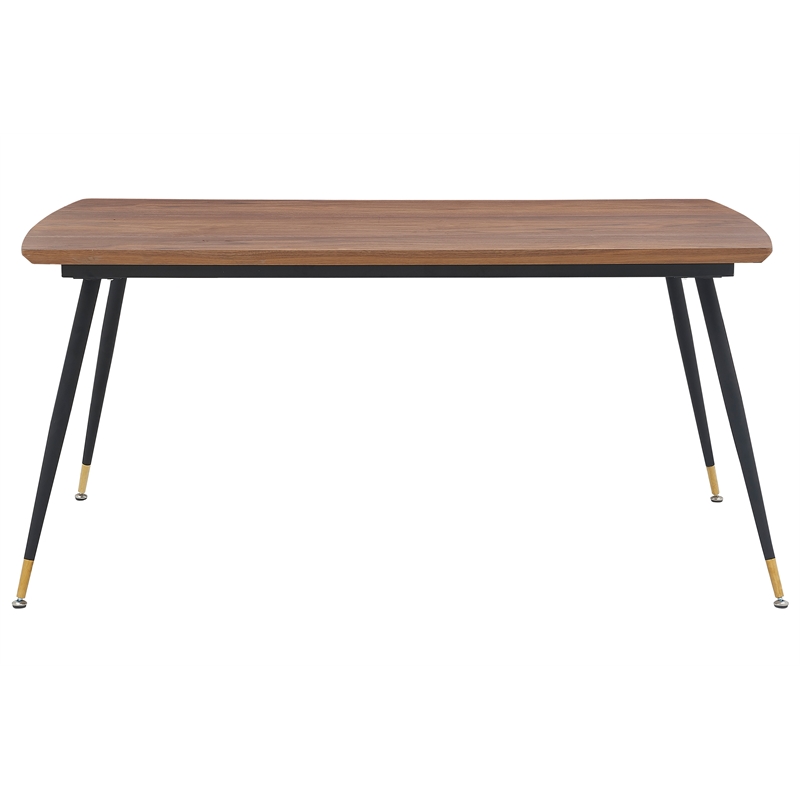 Maklaine Contemporary Wood/Metal Dining Table in Walnut/Black/Gold
