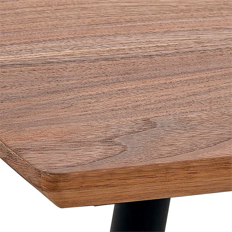 Maklaine Contemporary Wood/Metal Dining Table in Walnut/Black/Gold