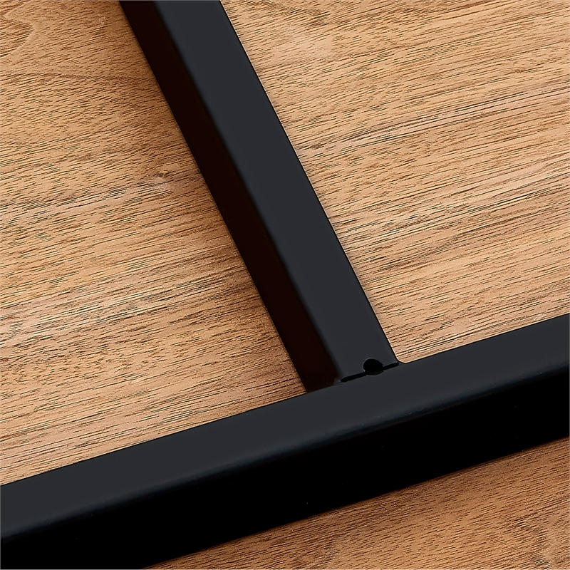 Maklaine Contemporary Wood/Metal Dining Table in Walnut/Black/Gold