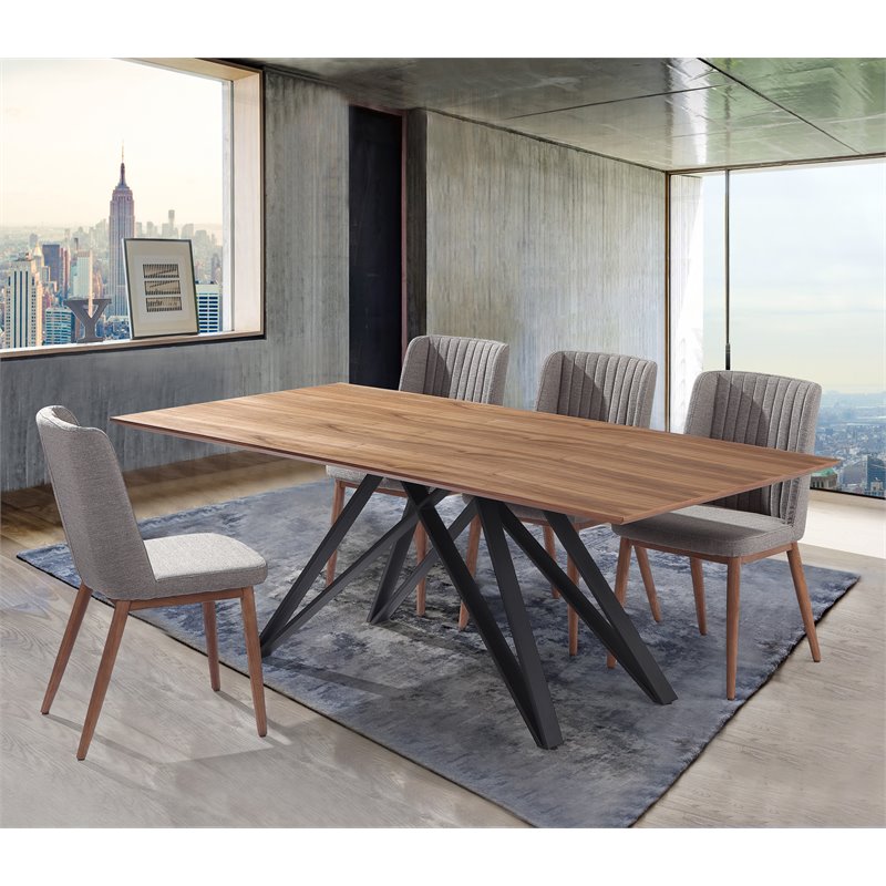 Maklaine Contemporary Wood Dining Table with Rectangular Top in Black