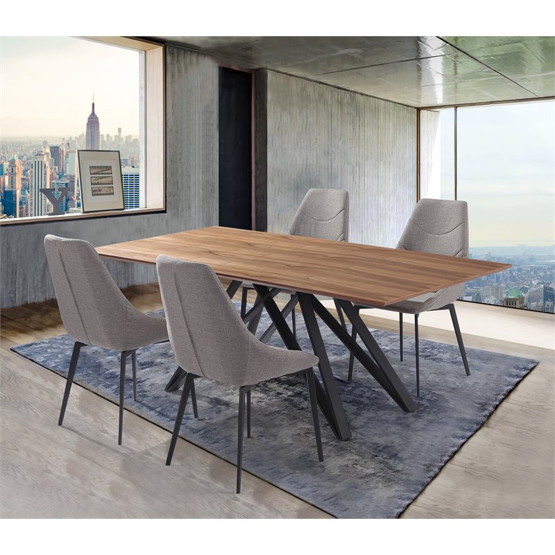 Maklaine Contemporary Wood Dining Table with Rectangular Top in Black