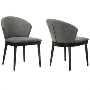 Maklaine 19&quot Modern Wood Dining Side Chairs in Charcoal (Set of 2)