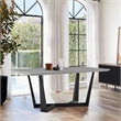 Maklaine Rectangular Modern Metal Dining Table in Black/Gray