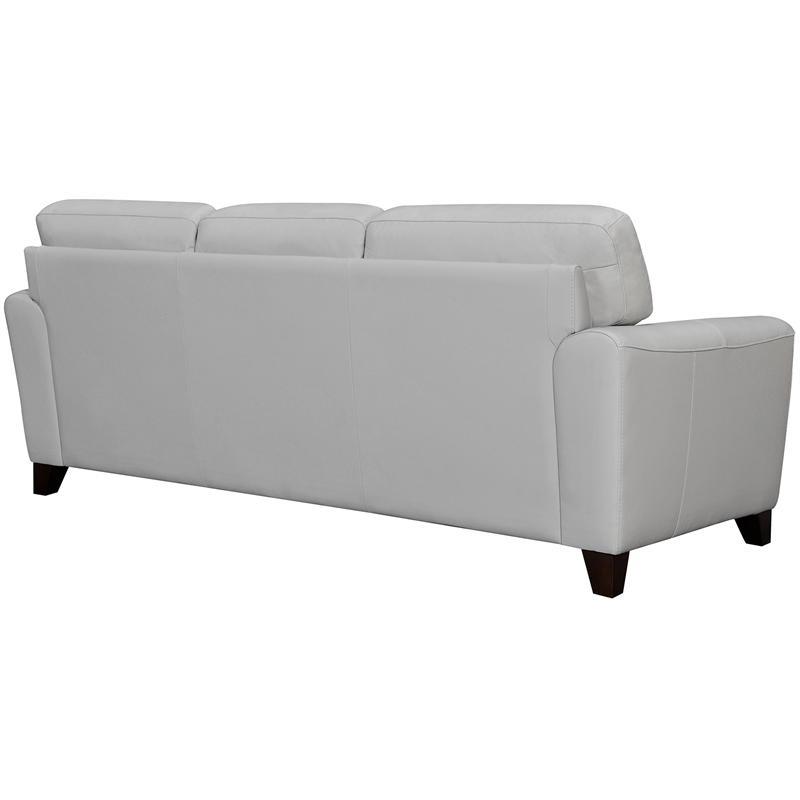 Maklaine Square Modern Leather Arm Sofa with Wood Frame in Gray