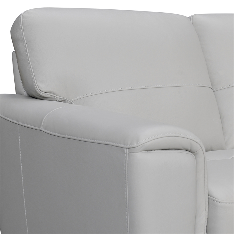 Maklaine Square Modern Leather Arm Sofa with Wood Frame in Gray
