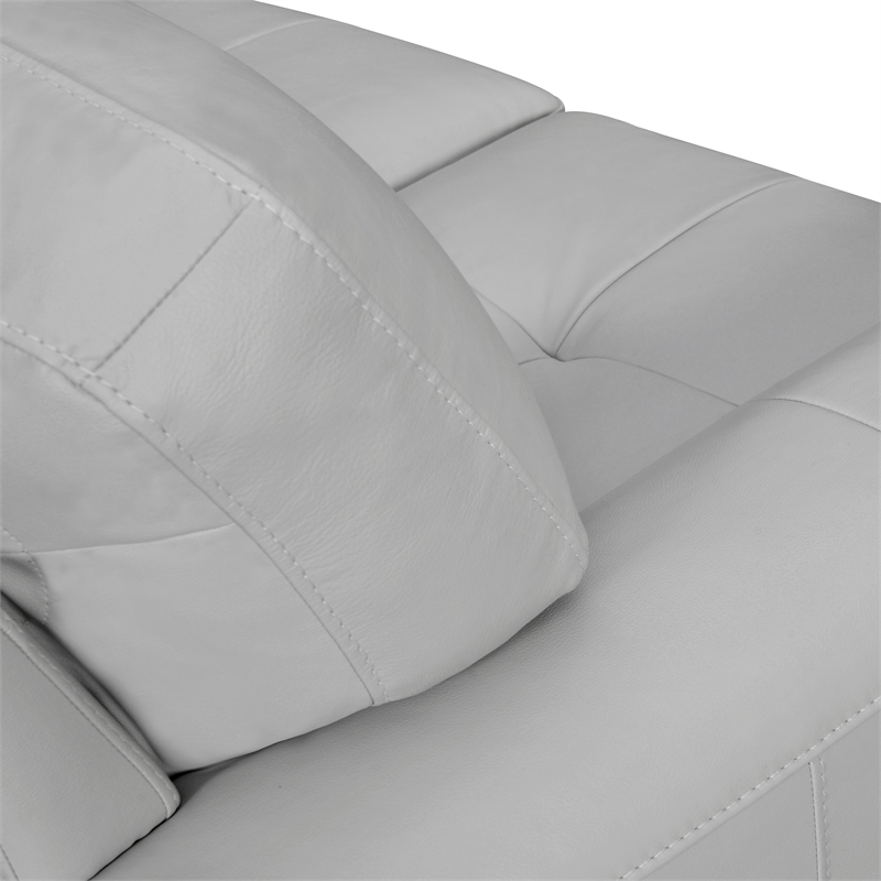 Maklaine Square Modern Leather Arm Sofa with Wood Frame in Gray