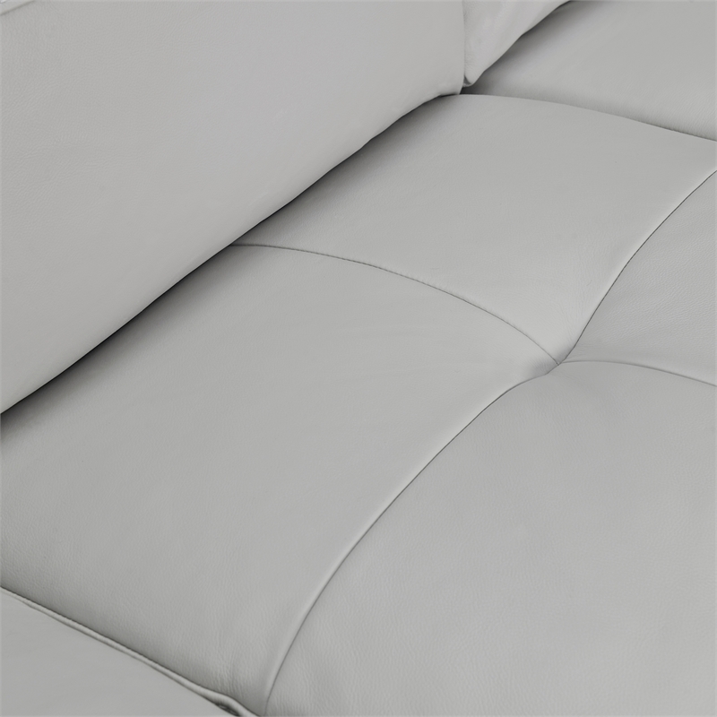Maklaine Square Modern Leather Arm Sofa with Wood Frame in Gray