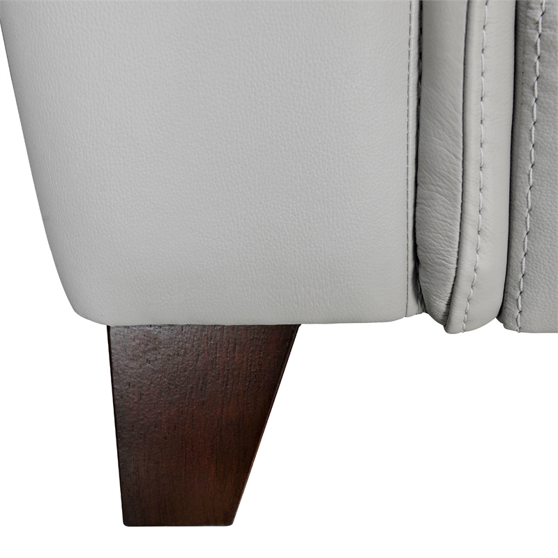 Maklaine Square Modern Leather Arm Sofa with Wood Frame in Gray