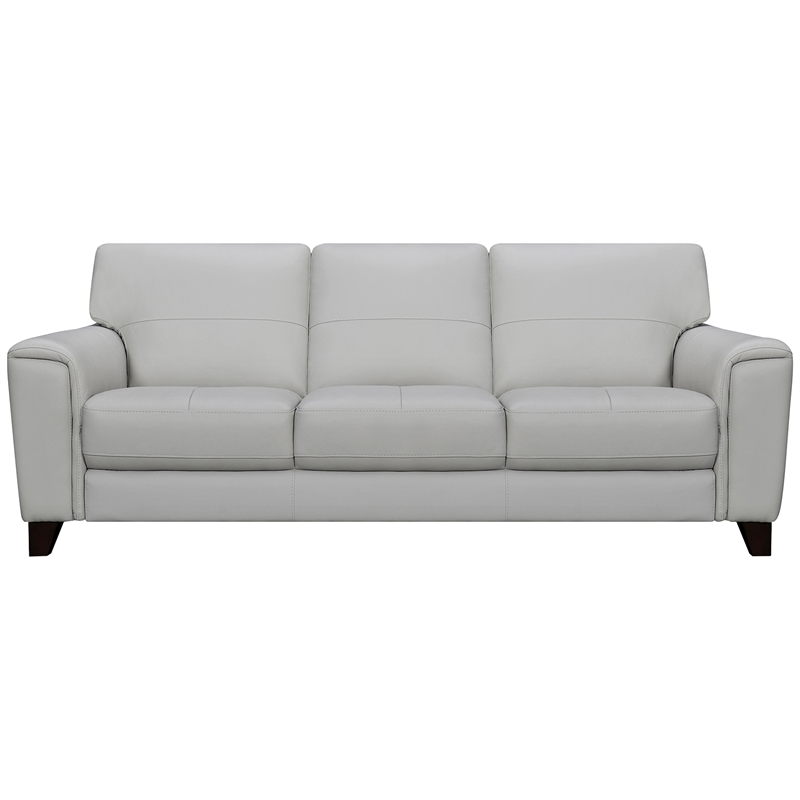 Maklaine Square Modern Leather Arm Sofa with Wood Frame in Gray