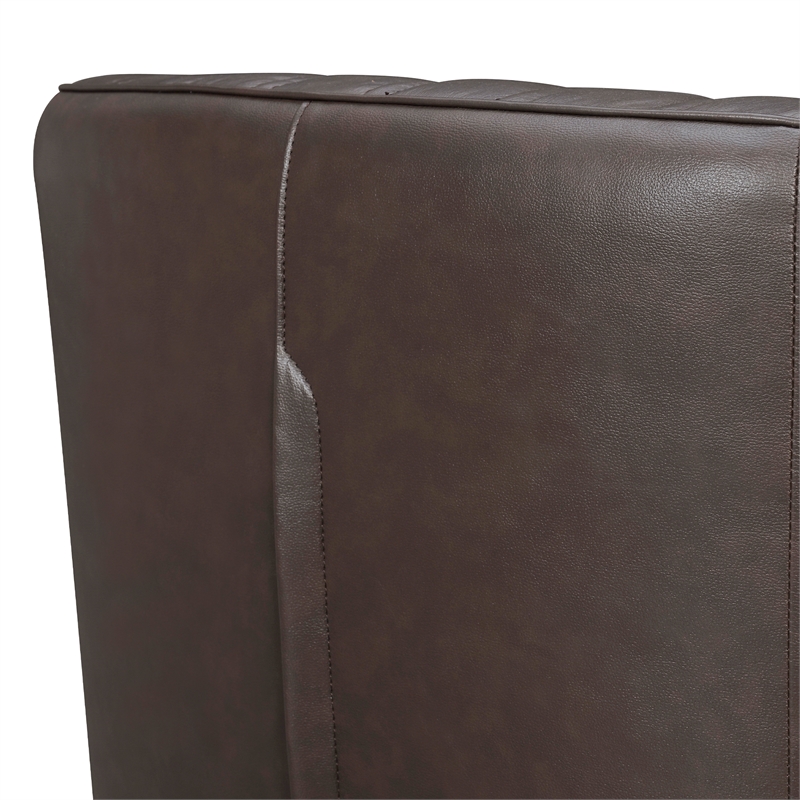 Maklaine Modern / Contemporary Leather Swivel Barrel Chair in Espresso