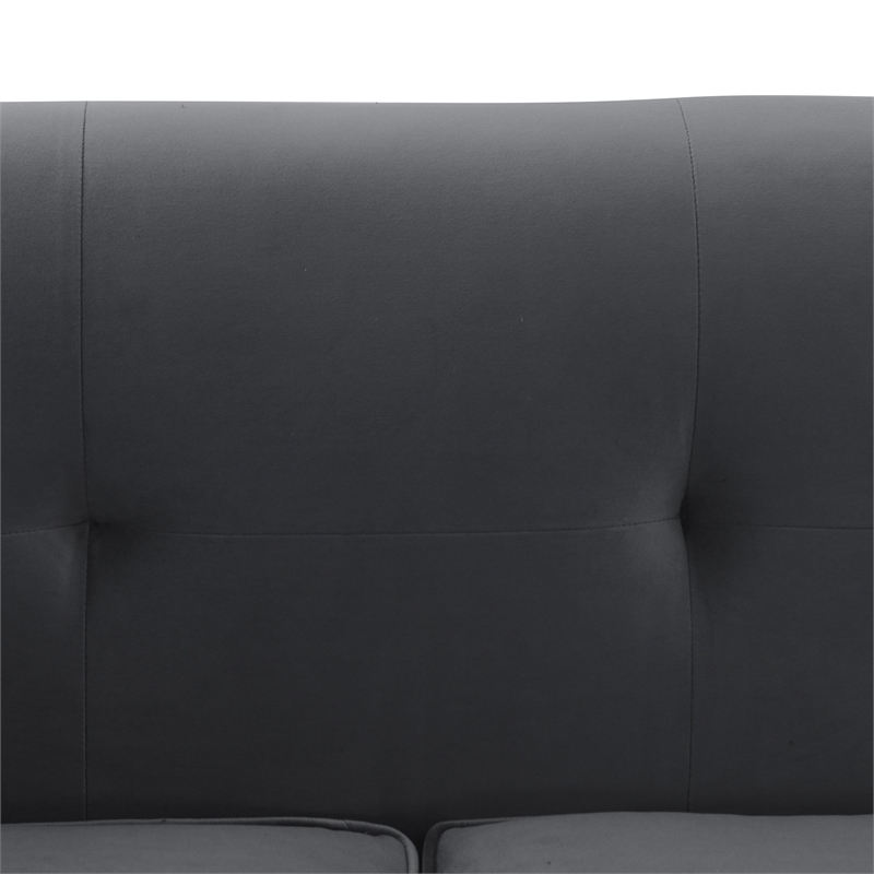 Maklaine Modern Fabric Upholstered/Metal Sofa in Gray/Brushed Stainless Steel