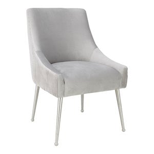 Maklaine 19&quot Transitional Velvet Side Chair in Light Gray/Silver