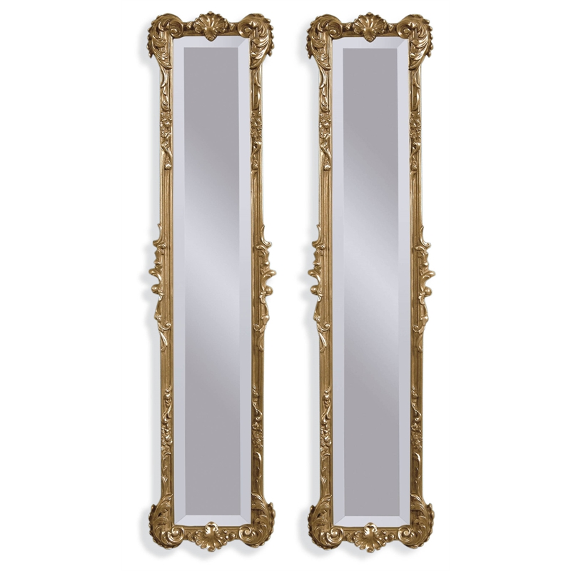 Maklaine Modern / Contemporary 2 Panel Mirrors in Gold Leaf Resin Frame