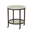 Maklaine Modern / Contemporary White Finish Marble Round End Table