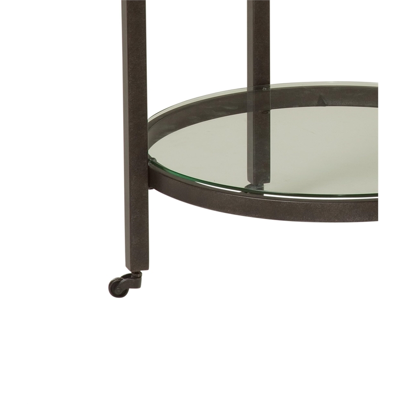 Maklaine Modern / Contemporary White Finish Marble Round End Table