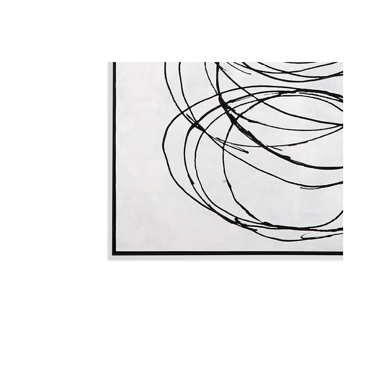 Maklaine Modern Fabric Radii on Canvas with Hanging Hardware in Black
