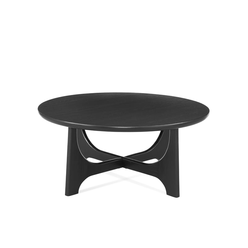 Maklaine Modern / Contemporary Round Cocktail Table in Black Wood