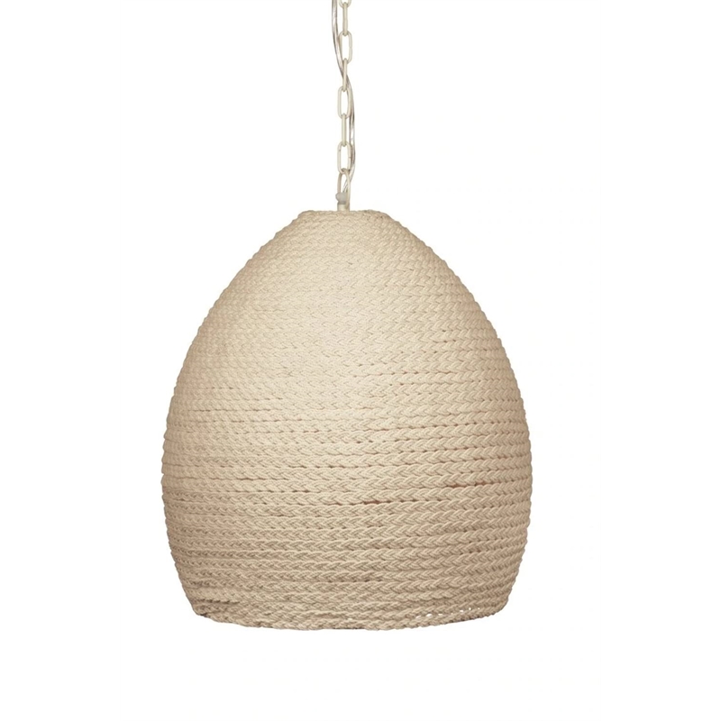 Maklaine Modern / Contemporary Rope and Metal Pendant in Off White