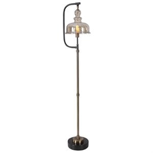 Maklaine Metal & Glass Floor Lamp in Antiqued Brushed Brass/Rusted Aged Black