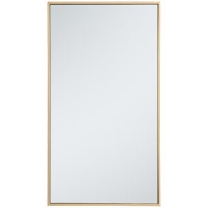 Maklaine 36&quotx20&quot Contemporary Metal Frame Mirror in Brass Finish